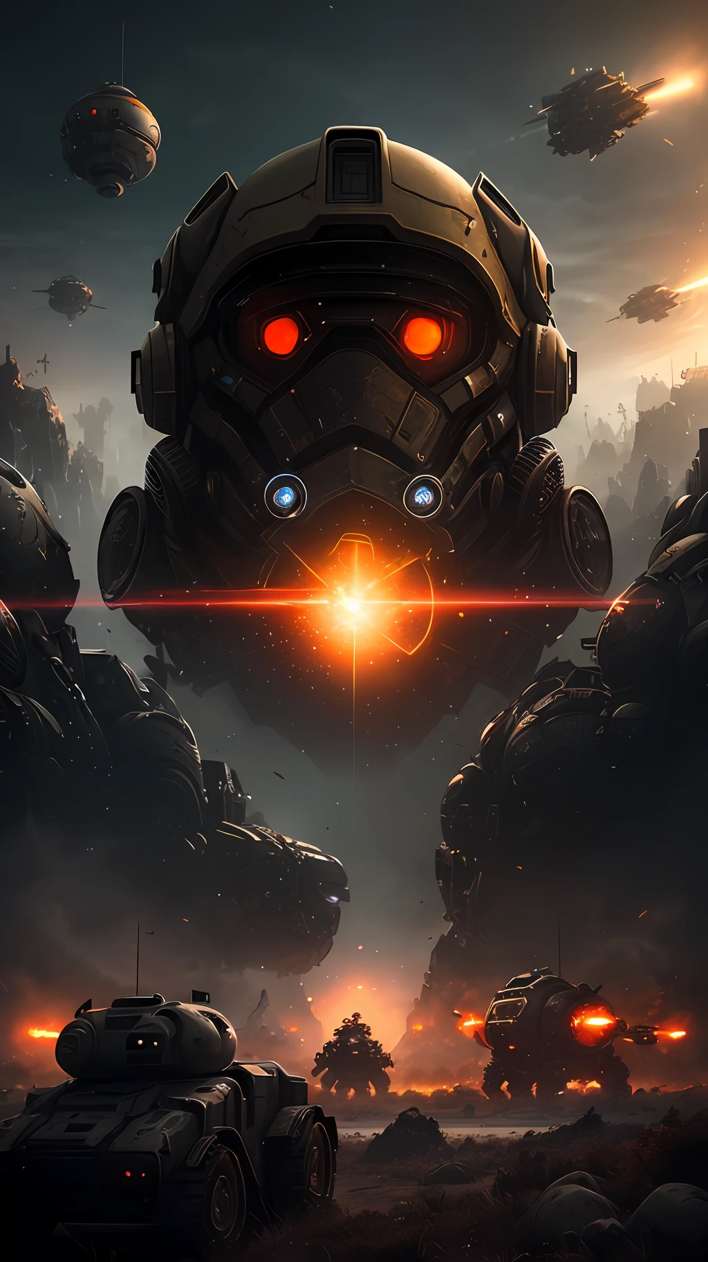 (Spetnaz):1.1, postst-Apocalyptic isometric sci-fi battlezone by Alejandro Bursido, red vegetation, solar rays, 8K UHD, perfect lighting Mucha, Artgerm, WLOP, Digital Illustration, Scenic, detailed, The epic battle scene of human,epic, war, dark, alien, human, 3D, 8k