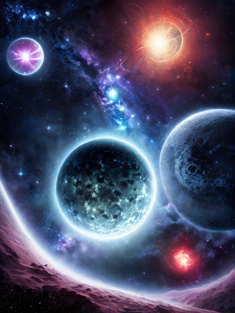 Universal Scenery,Cosmic Horror, Mystique,Planets,Stars,Darkness,Light,Chaos,Indescribable Monster,Chuttulo,Insanity,Cosmic Dust, Full HD, 4K, Ultra Realistic,