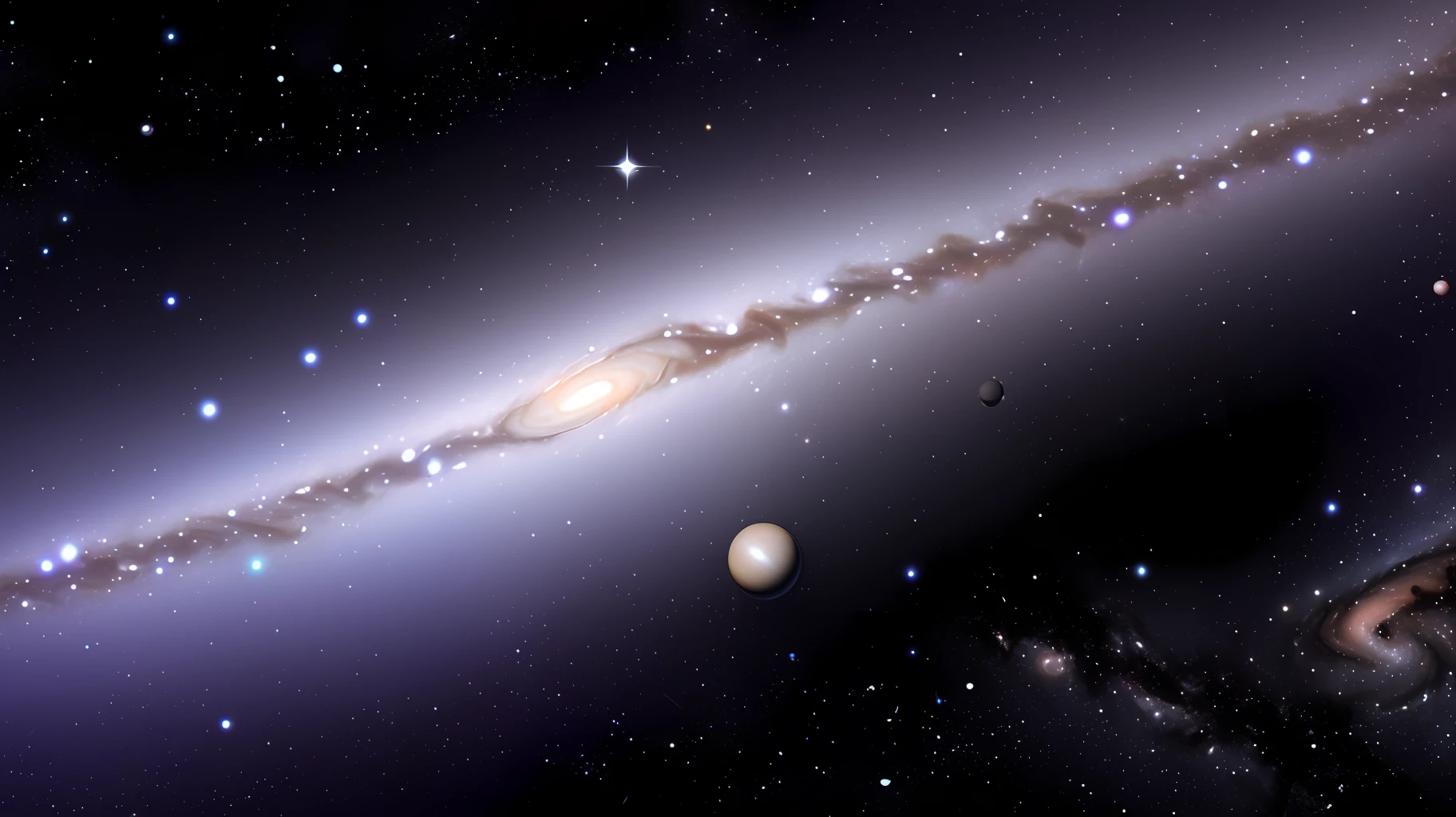 Background, Space Galaxy, Jupiter and Saturn