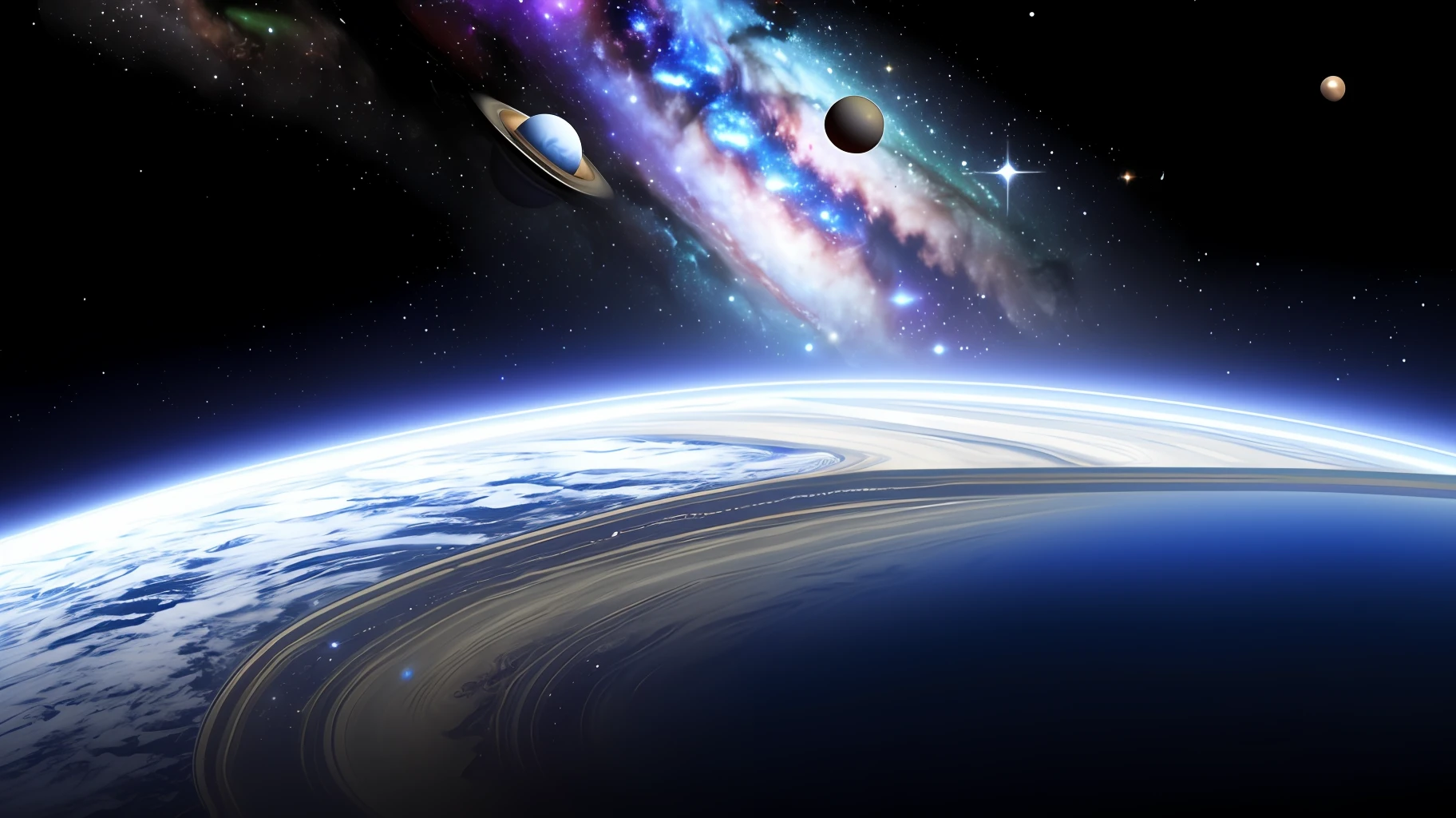 Background, Space Galaxy, Jupiter and Saturn