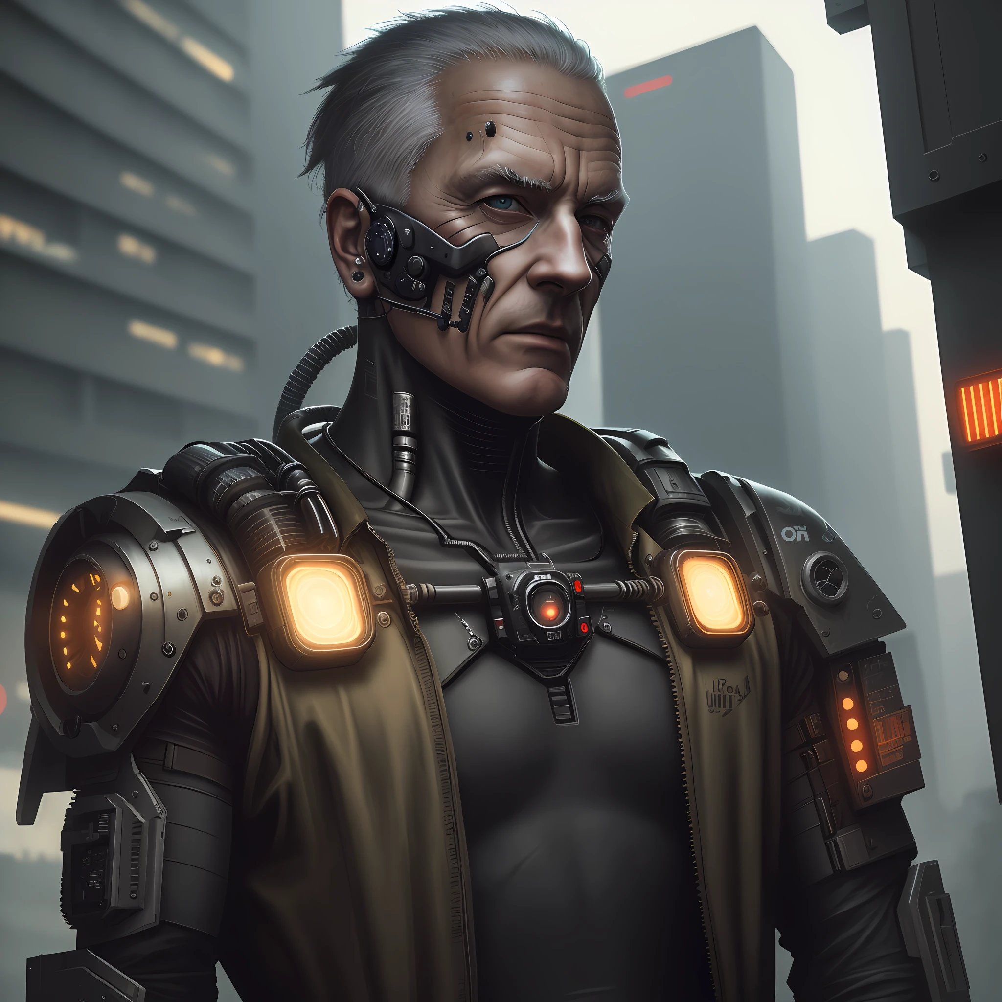 best definition, realistic, 4k, photographic, ninja, cyborg, cyberpunk, industrial, old, darck,