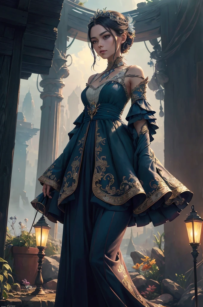 (((masterpiece))), (((best quality))), ((ultra-detailed)), (hyperrealistic), (highly detailed CG illustration), ((an extremely delicate and beautiful)),cinematic light, Create a stunning anime artwork that is currently trending on ArtStation, showcasing exquisite beauty and captivating aesthetics. The art piece should be highly detailed, featuring a compelling character and a visually appealing environment. The character in the artwork is a graceful and enchanting figure, radiating an aura of elegance. Pay close attention to intricate facial features, such as mesmerizing eyes with vibrant colors and delicate shading. The character's clothing should be designed with elaborate patterns, flowing fabrics, and rich textures, reflecting a blend of fantasy and contemporary fashion. Place the character in a captivating environment that enhances the overall appeal of the artwork. It could be a breathtaking natural landscape, a bustling futuristic cityscape, or a mystical realm filled with magical elements. Incorporate vibrant colors, dynamic lighting, and detailed background elements to create a sense of depth and immersion. Consider the latest trends in anime art, such as incorporating unique lighting effects, exploring creative composition techniques, or experimenting with unconventional color palettes. Take inspiration from the top artists on ArtStation and their exceptional execution of various art styles and themes. Camera: Choose an angle that highlights the character's beauty and the immersive environment. Lighting: Utilize atmospheric lighting techniques to create depth and mood. Resolution: Aim for a high-resolution artwork to showcase intricate details and clarity. Art Inspirations: Seek inspiration from the trending artists on ArtStation, exploring different styles, genres, and themes.