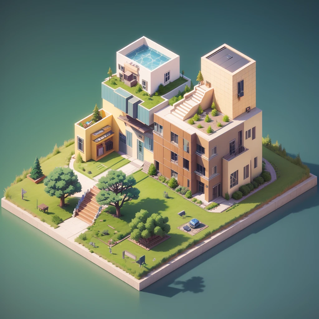 isometric, 3D icons, a pine tree, masterpiece, style like the movie "Your Name", --v 6