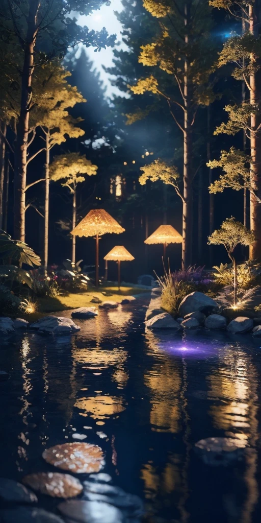 Masterpiece, best quality, (very detailed CG unified 8k wallpaper), (best quality), (best illustration), (best shadow), glowing elf with a glowing deer, drinking water in the pool, natural elements in forest theme. Mysterious forest, beautiful forest, nature, surrounded by flowers, delicate leaves and branches surrounded by fireflies (natural elements), (jungle theme), (leaves), (branches), (fireflies), (particle effects) and other 3D, Octane rendering, ray tracing, super detail --v6,