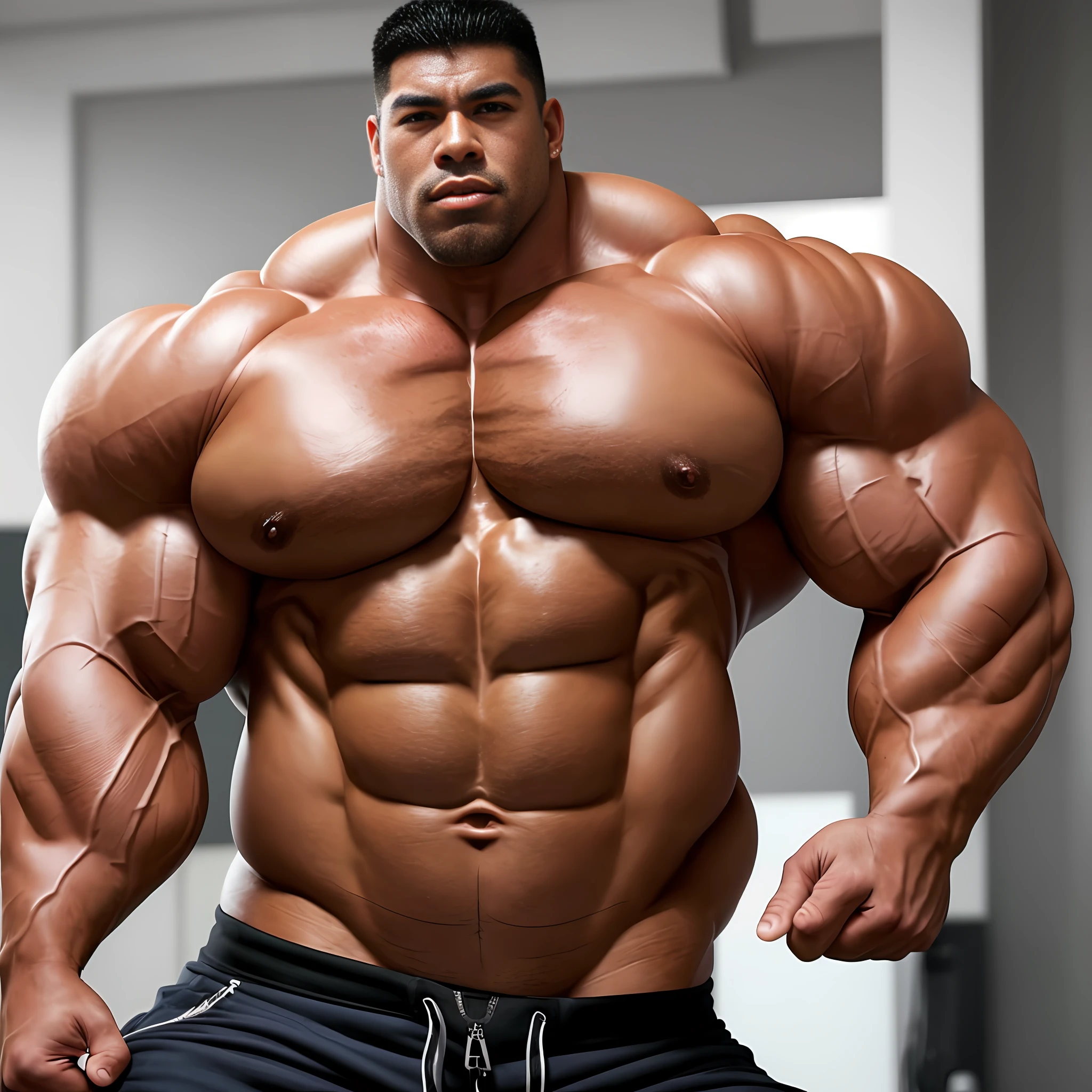 1 person photoshoot, Solo, a waist up photo of 1 man posing for a picture, a screenshot by Tadashi Nakayama, tumblr, massurrealism, absurdly massive physique, massive muscles, big muscle, exaggeratedly large physique, very beautiful. big muscles, huge muscles, big muscles, large muscles, extreme muscles, powerful and huge, bulging muscles, extremely muscular, hyper muscles, beautiful, handsome, 1 person, huge muscles, extremely wide shoulders, humongous deltoids, enormous chest