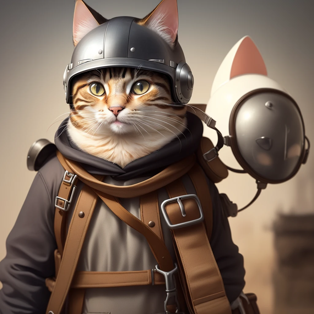 a cat with a helmet on its head