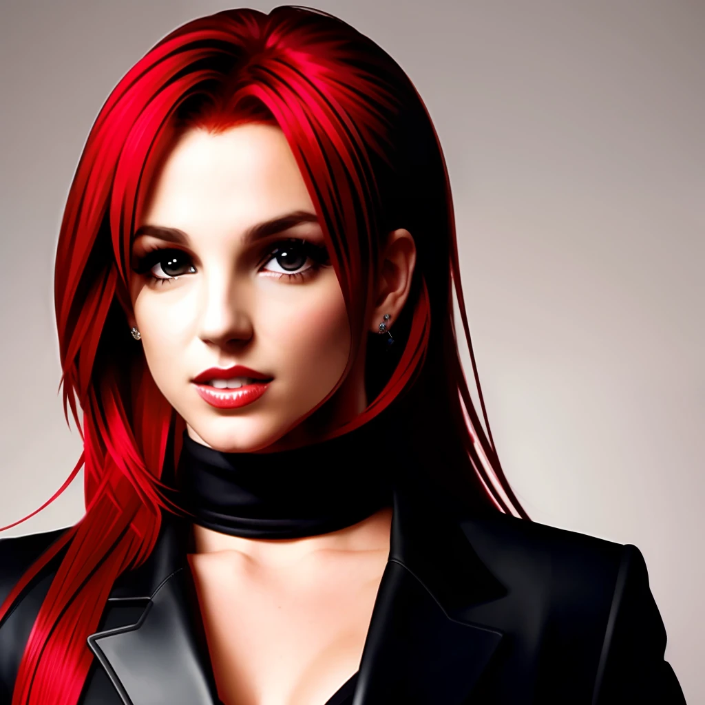 Britney Spears with red hair and black clothing