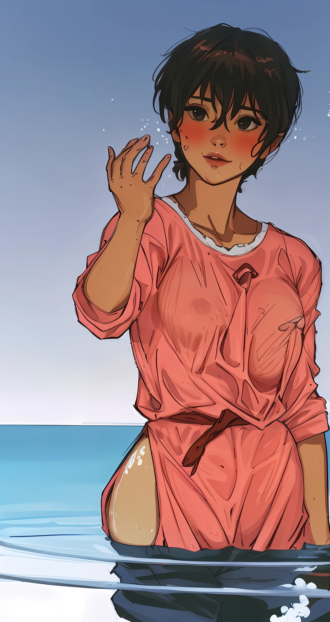 Breast beak, breasts showing behind clothing