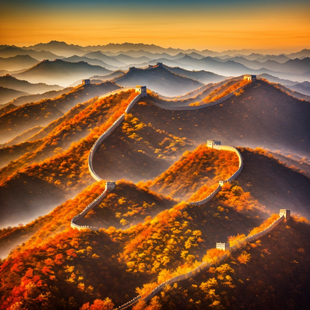 arafed view of the great wall of china in autumn, great wall, the great wall, november, beijing, october, autumn, sha xi, golden hour in beijing, master, asia, china, wall, grand, shutterstock, highlight, best on adobe stock, beautiful high resolution, 3840 x 2160