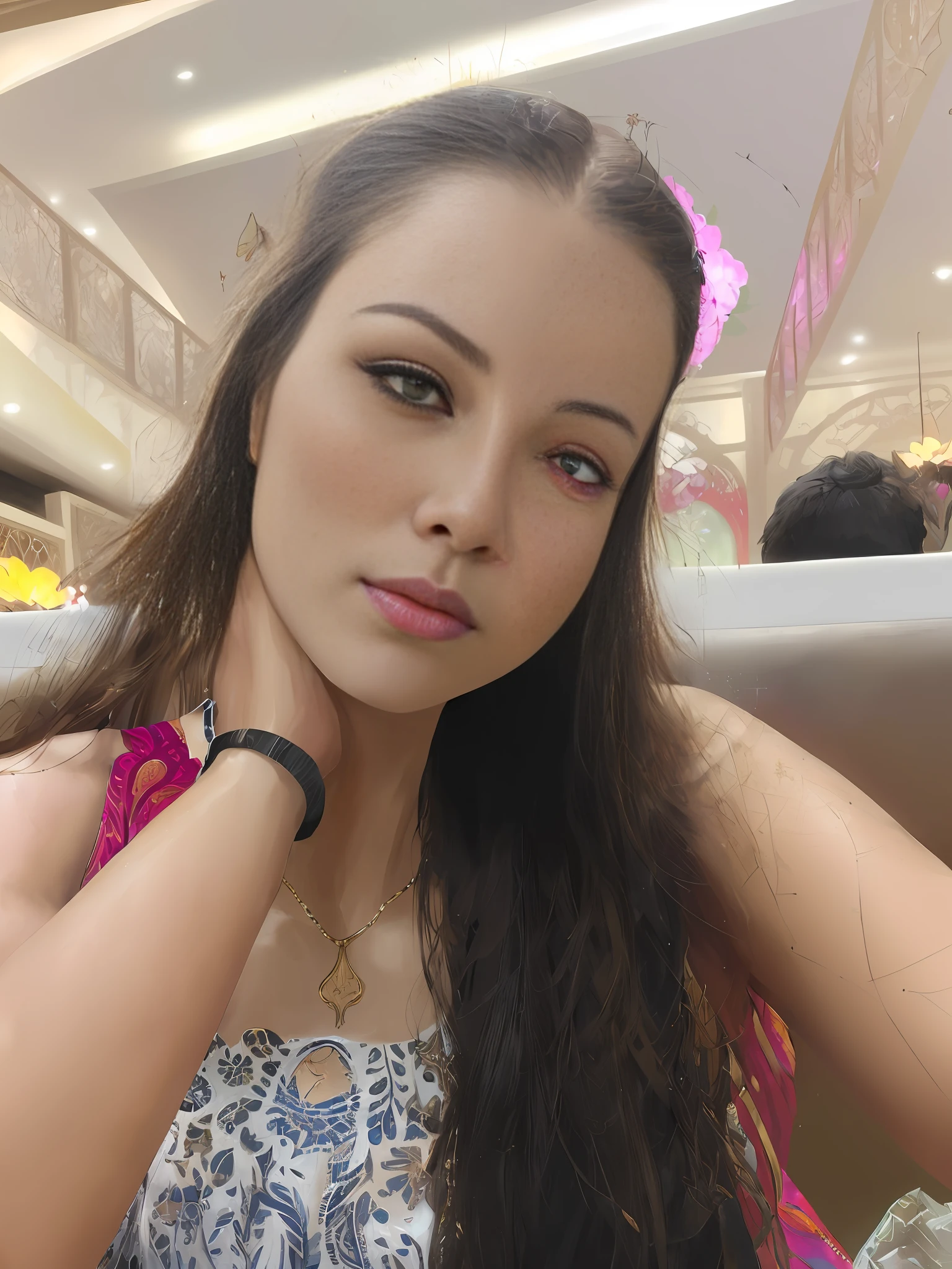 8k portrait of beautiful cyborg with brown hair, intricate, elegant, highly detailed, majestic, digital photography, art by artgerm and ruan jia and greg rutkowski surreal painting gold butterfly filigree, broken glass, (masterpiece, sidelighting, finely detailed beautiful eyes: 1.2), hdr,