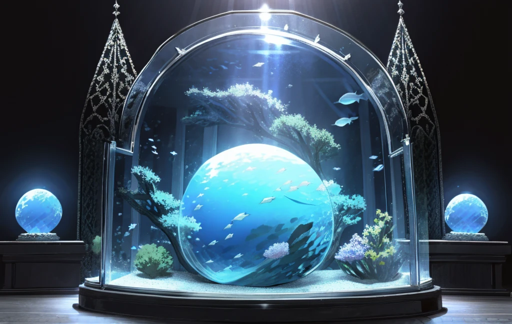 Roman civilization like sphere shaped aquarium