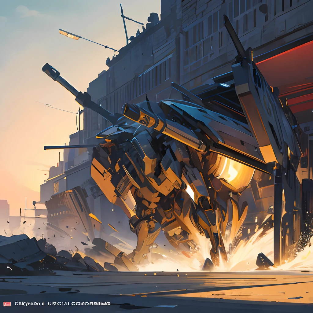 masterpiece, high quality, ultra detailed, high
resolution, robot, weapons, a tank gun mounted on the shoulder, broad shoulders,