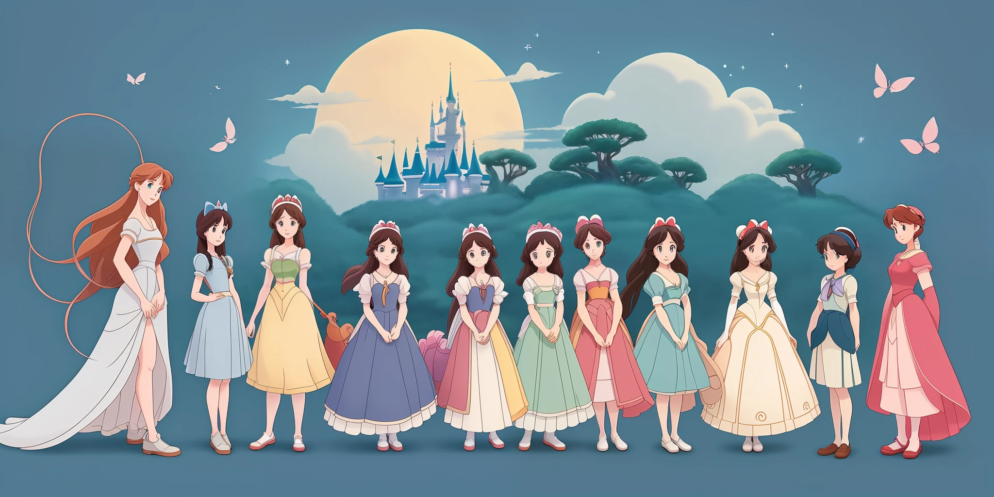 Disney princesses studio style ghibli