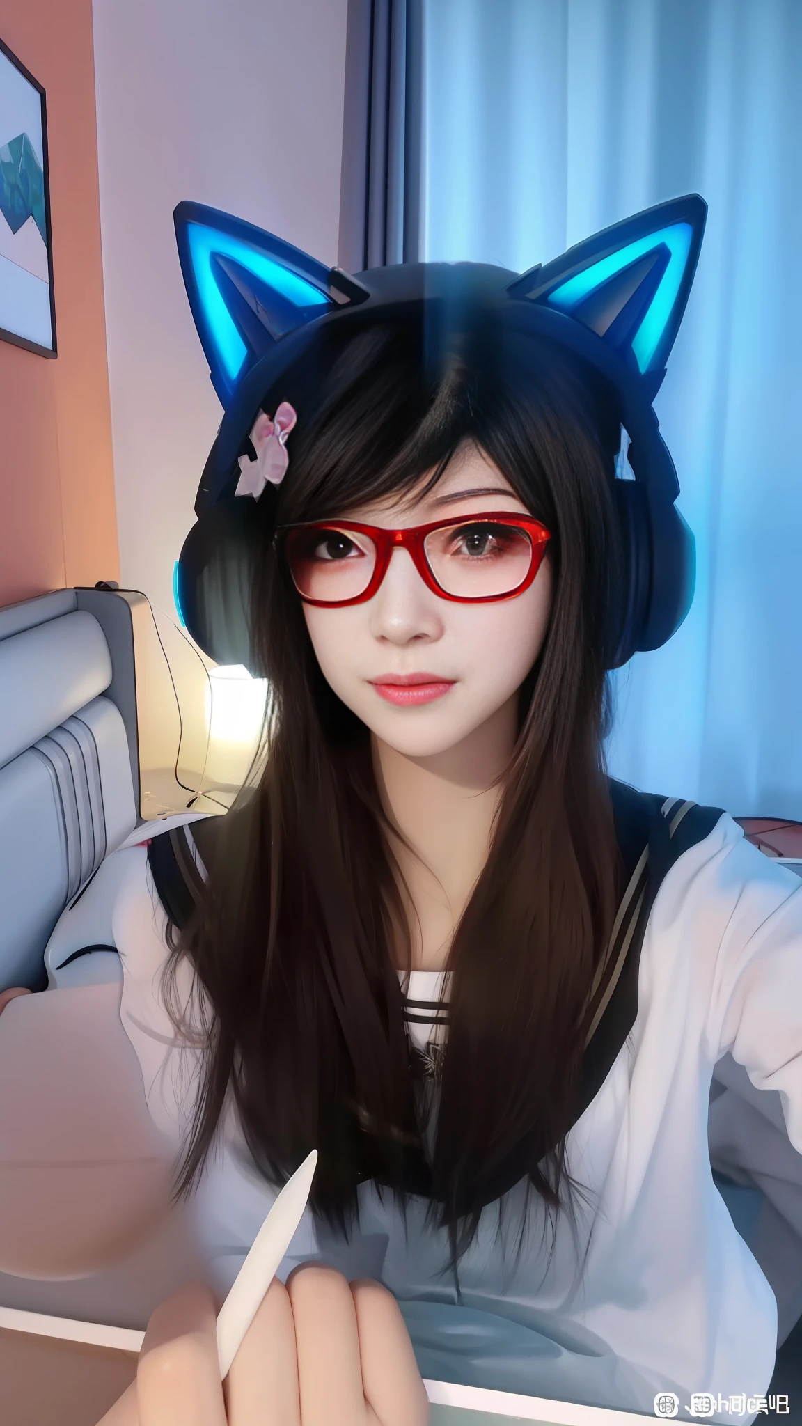 Wearing a mask, red eyes, beauty, wearing glasses