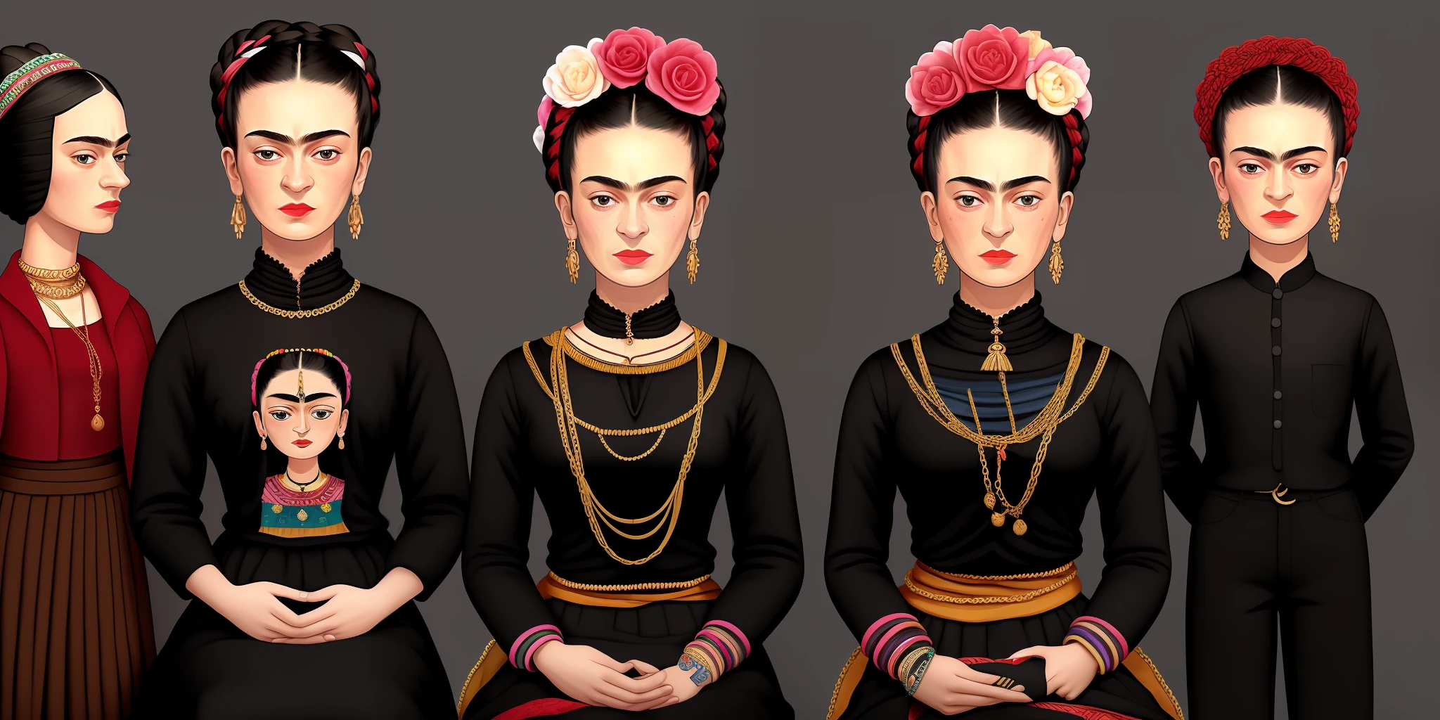 Frida Kahlo Cartoon Black Clothing
