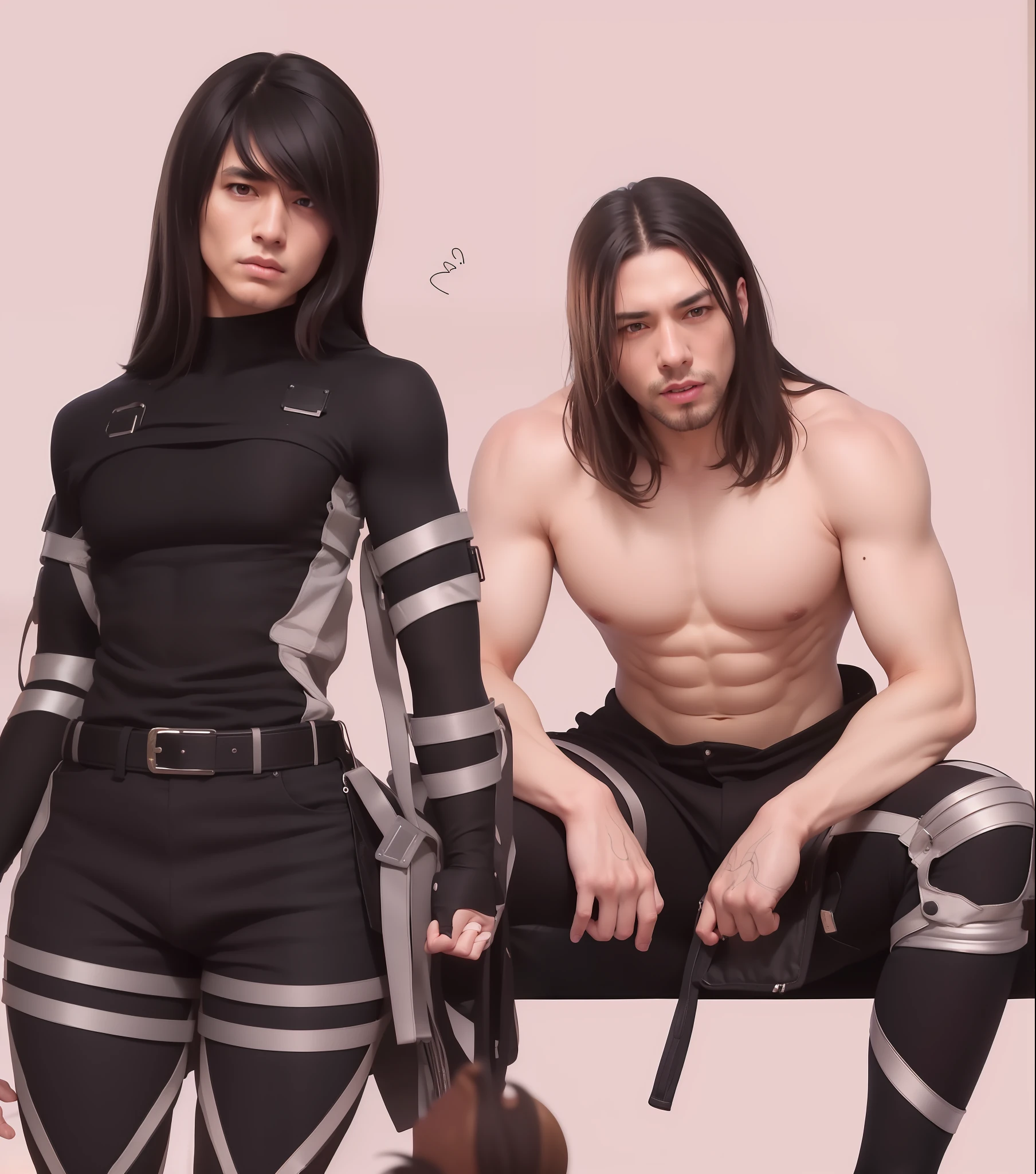 best quality, masterpiece, (realistic: 1.2), 1 man, Eren Jaeger, real life, live action, black jeans, black pants, brown hair, attack on Titan, long hair, abs, muscles, shirtless, sunset background, looking at the mirror, black jacket, fitness, fit body, slim body, high definition, high quality, gigachad