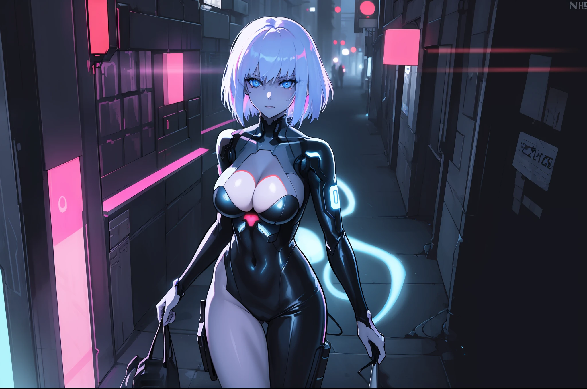 (masterpiece:1.2), (best quality:1.2), (ghost in the shell), detailed, a girl, transparent clothes, mature, blue eyes, cleavage, dark alley, (no panties), (neon:1.3), clown, scary, (fire), (exhibition)