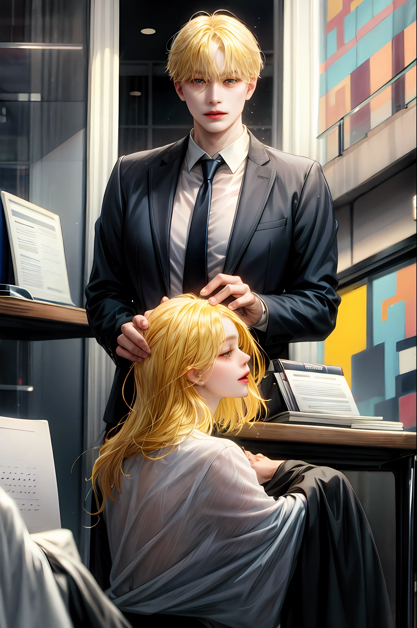 A yellow-haired businessman