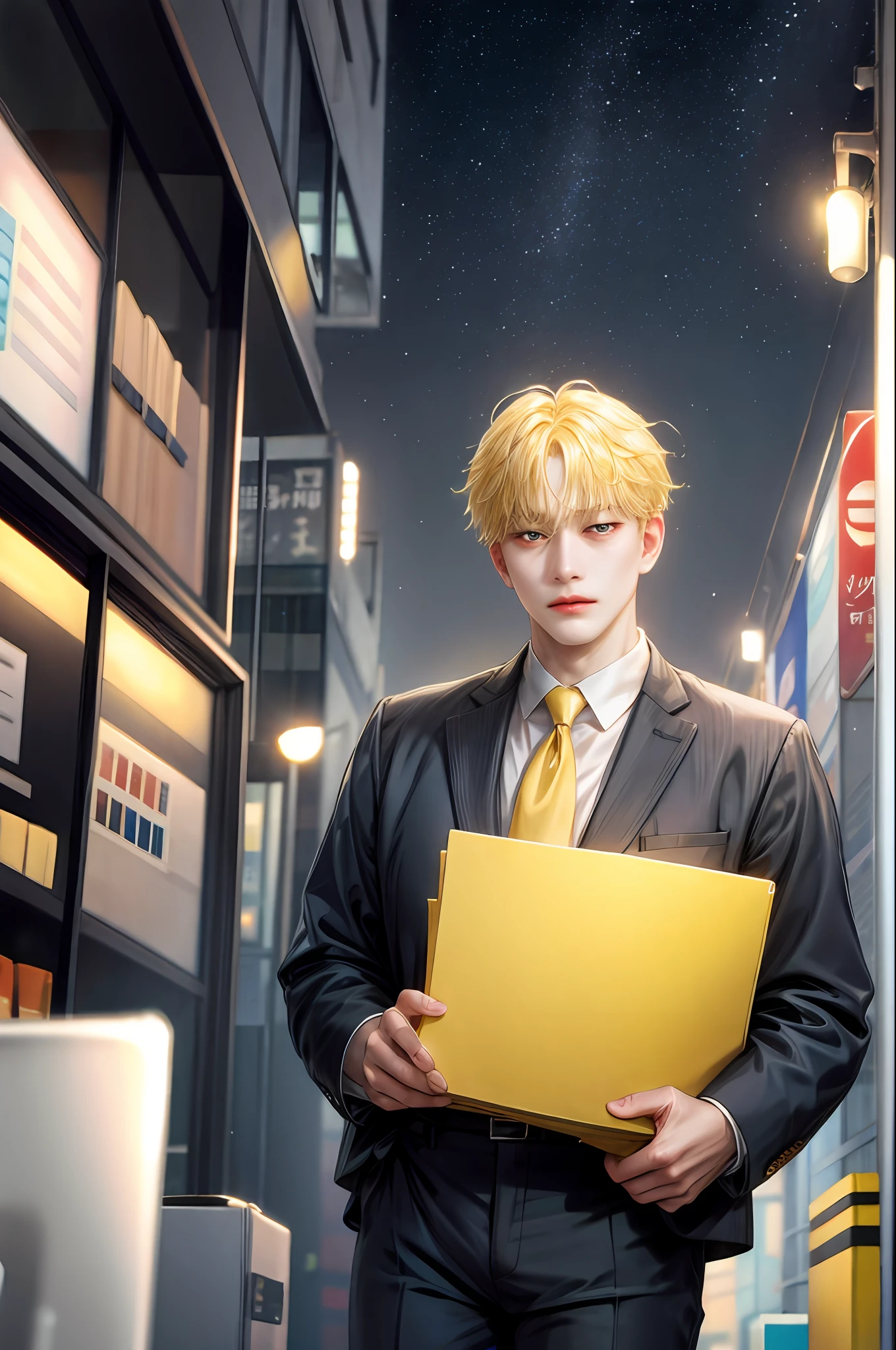 A yellow-haired businessman