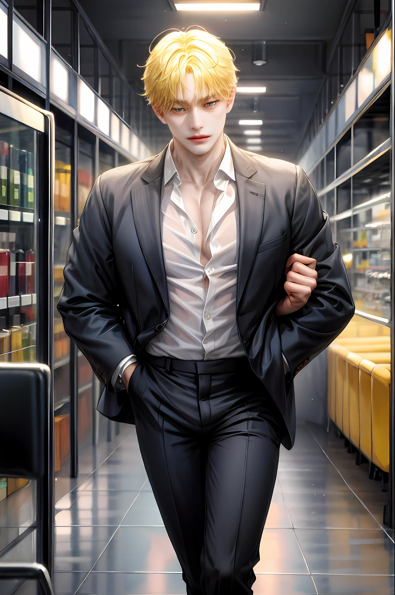 A yellow-haired businessman