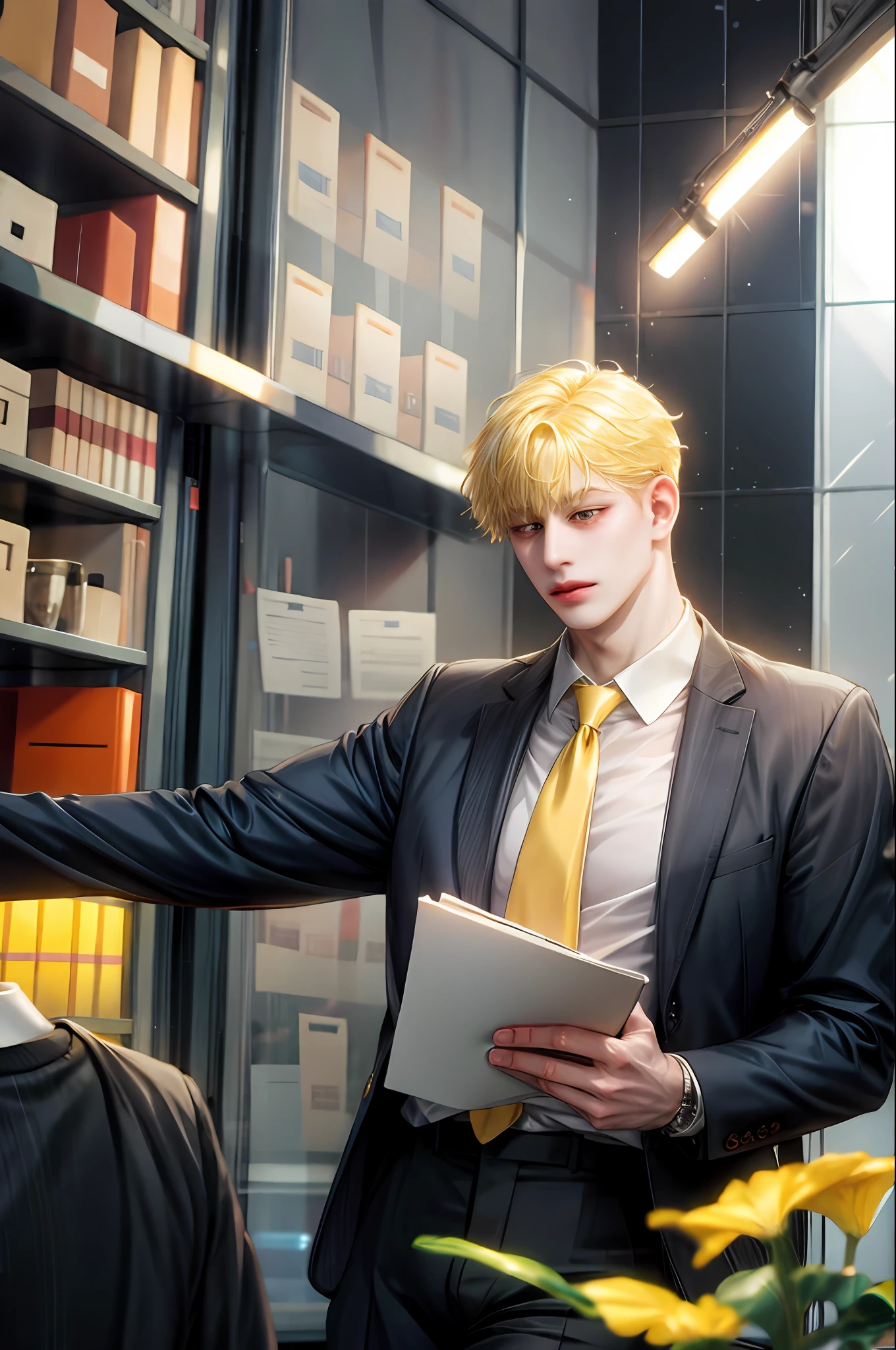 A yellow-haired businessman