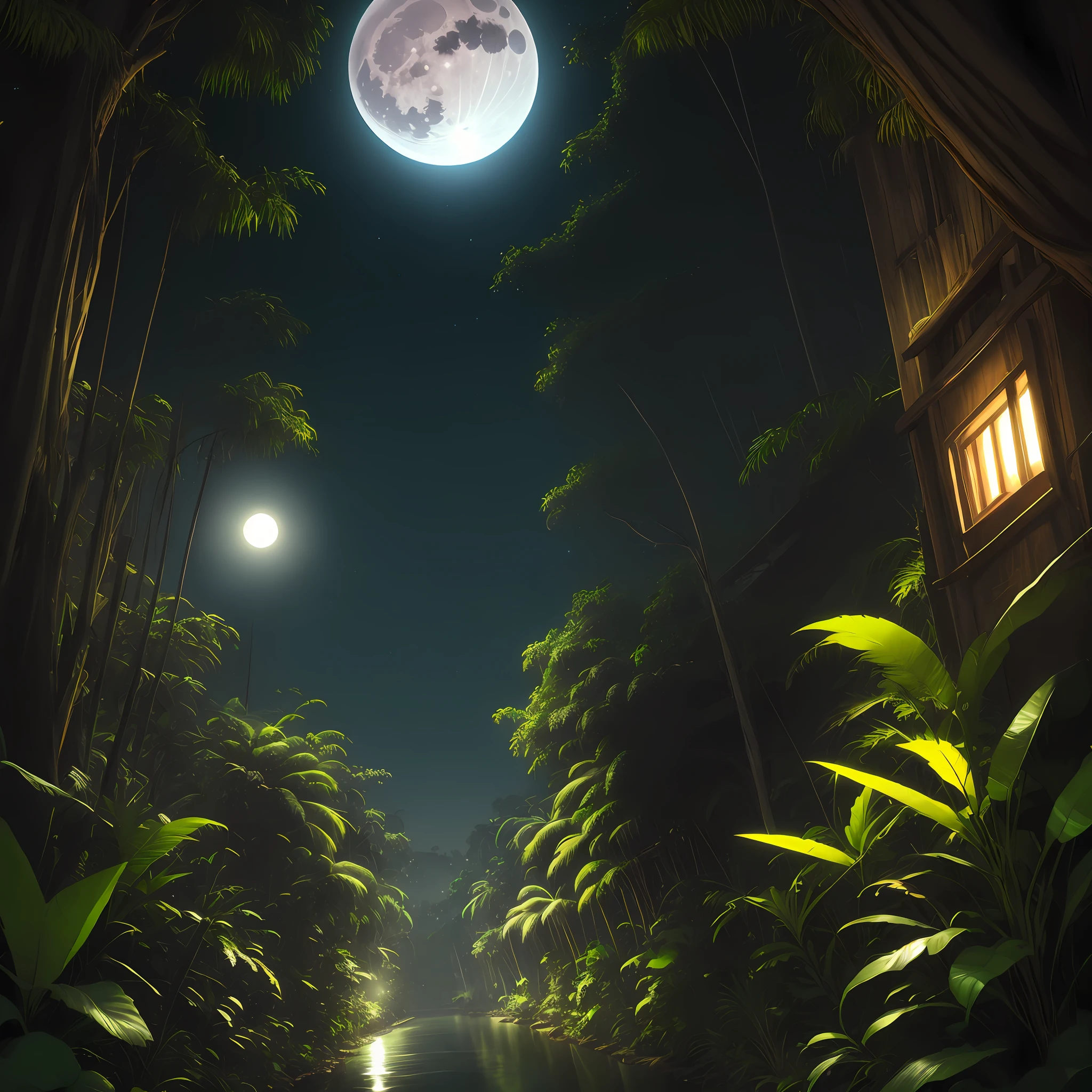 night jungle, full moon