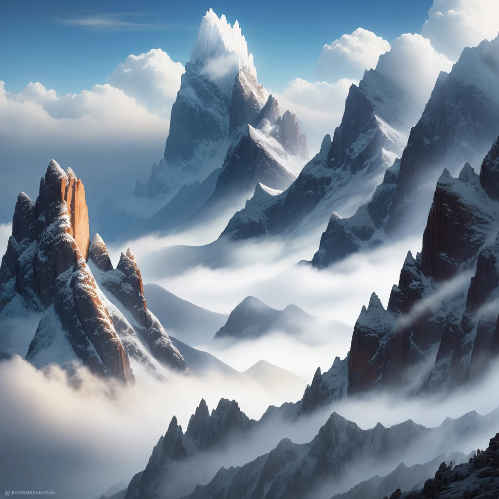 Dragon's Peak: A colossal mountain range shrouded in mist, home to ancient dragons and mythical creatures.