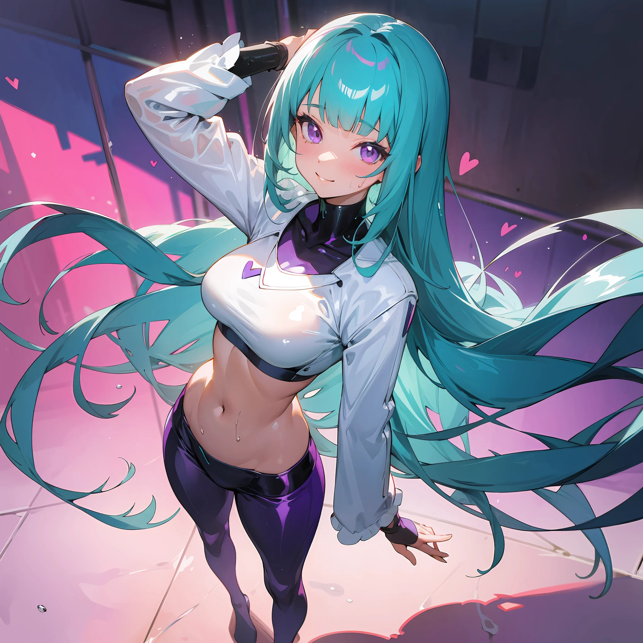 perfect anatomy, 1girl, solo, mememe, long hair, aqua hair, blunt bangs, pink eyes, micro blue bikini, purple sleeves, purple tights, full body, walking in public, smiling, bikini, beautiful, masterpiece, very shiny body, bright colors, simple background, perfect lighting, perfect shadows, perfect eyes, perfect hair, perfect body, looking at the viewer, wet, heart-shaped pupils, standing, slim, wet, best quality, detailed image, colorful, gorgeous body, hourglass body, incredibly shiny body, one girl, one character, solo, 1girl, beautiful, masterpiece, detailed image, colorful, detailed face, perfect lighting, perfect shadows, perfect eyes, girl focus, perfect hair, pupils of different colors, flawless face, shiny body, 1girl, solo, center focus, sweat, wet, heart-shaped pupils, incredibly shiny body, close-up