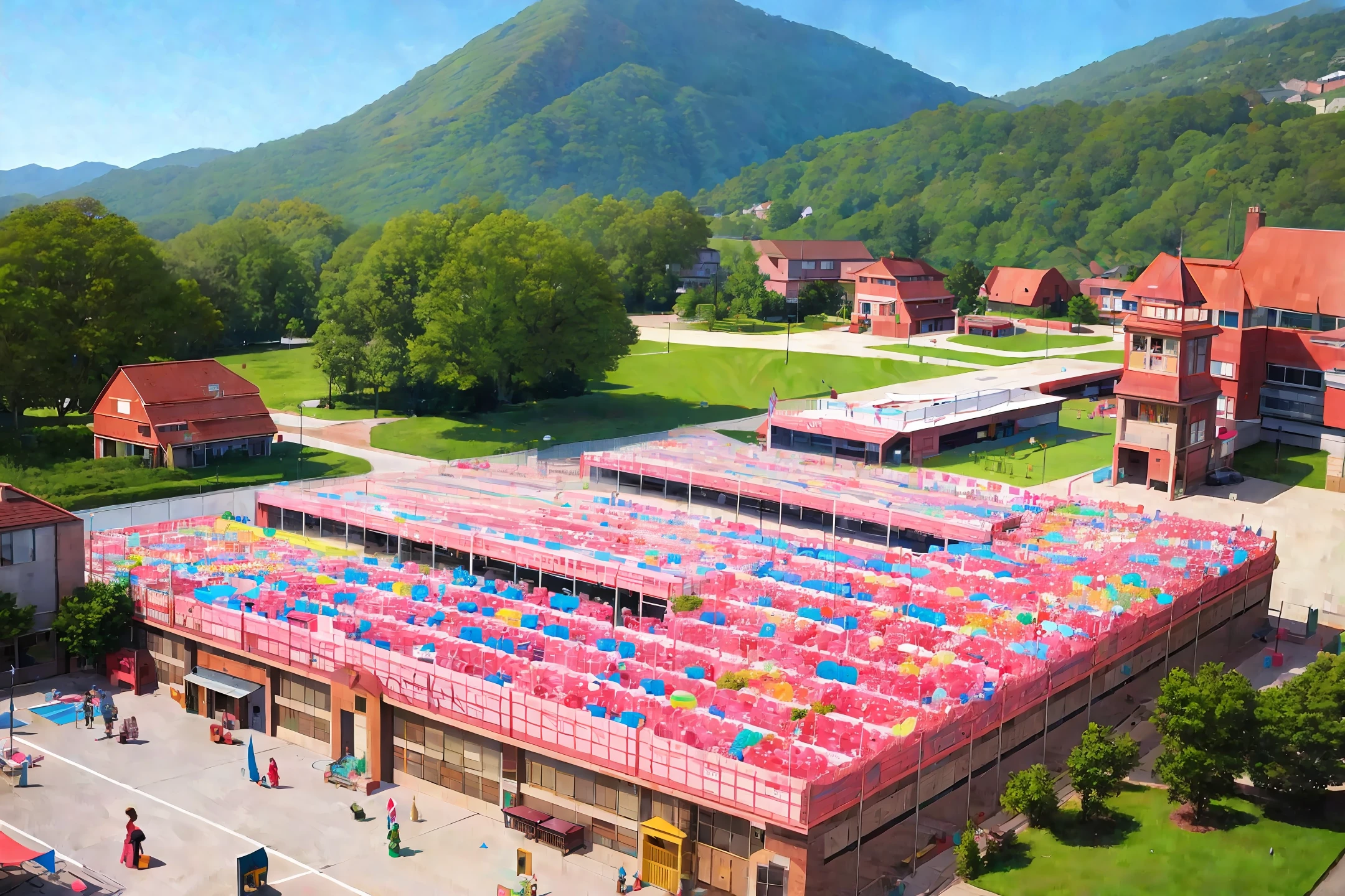 massive playground filled with cakes and sweets