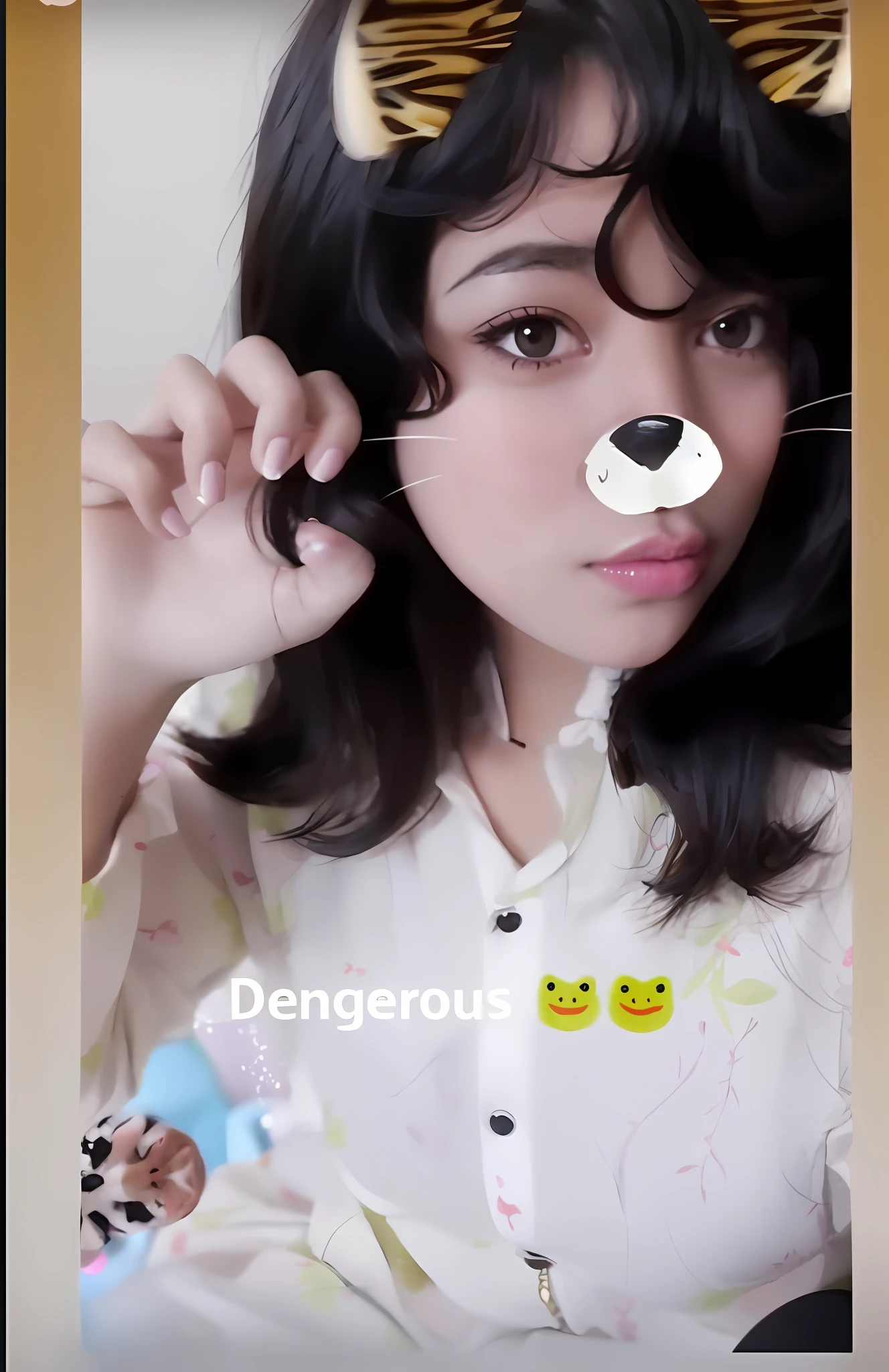 a close up of a woman with a cat's head on her nose, tiktok video, very beautiful cute catgirl, instagram filter, with cute doting eyes, trending on tiktok, with instagram filters, scary look, snapchat story screenshot, with anxious piercing eyes, instagram story, instagram filters, with lovely look, with cute - fine - face , swap the girl with another sexy girl in micro bikini