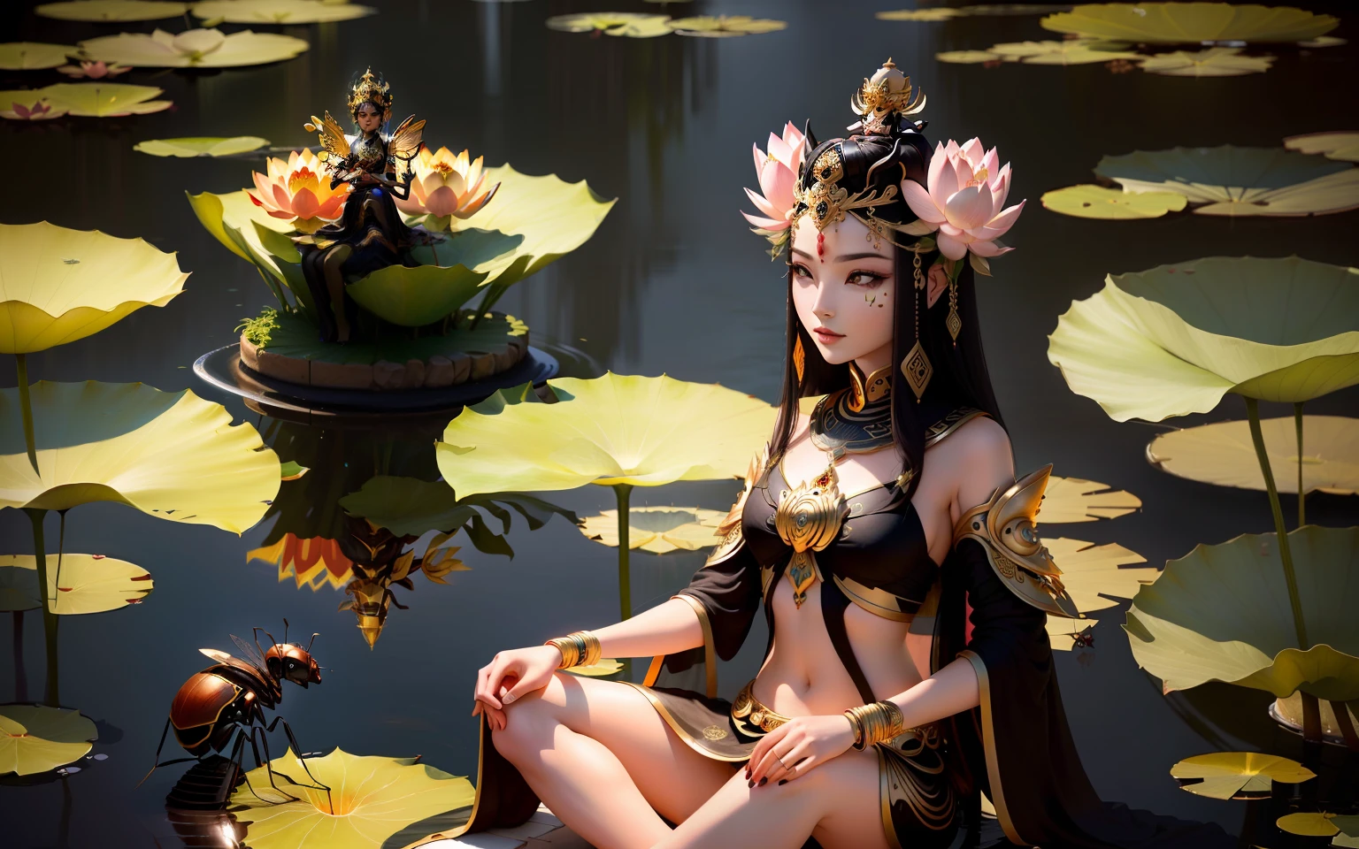 lotus with an ant goddess sitting in it