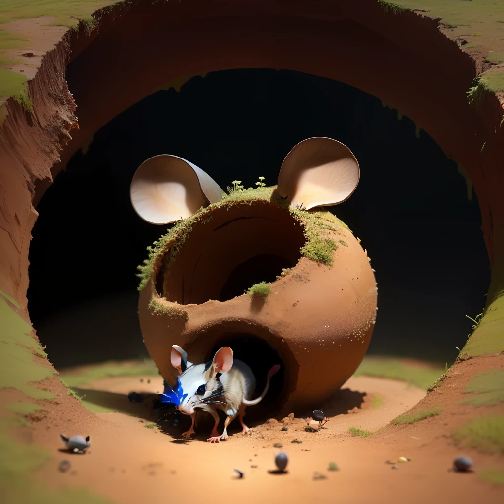 sinkhole anthill with a mouse head