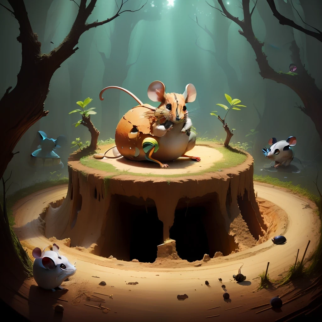 sinkhole anthill with a mouse head