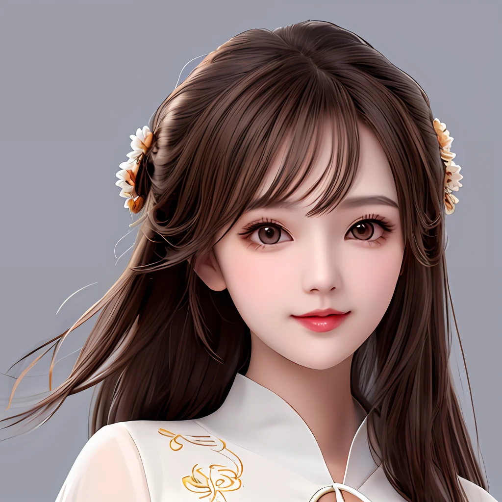 A beautiful woman with a national style, front image, simple background