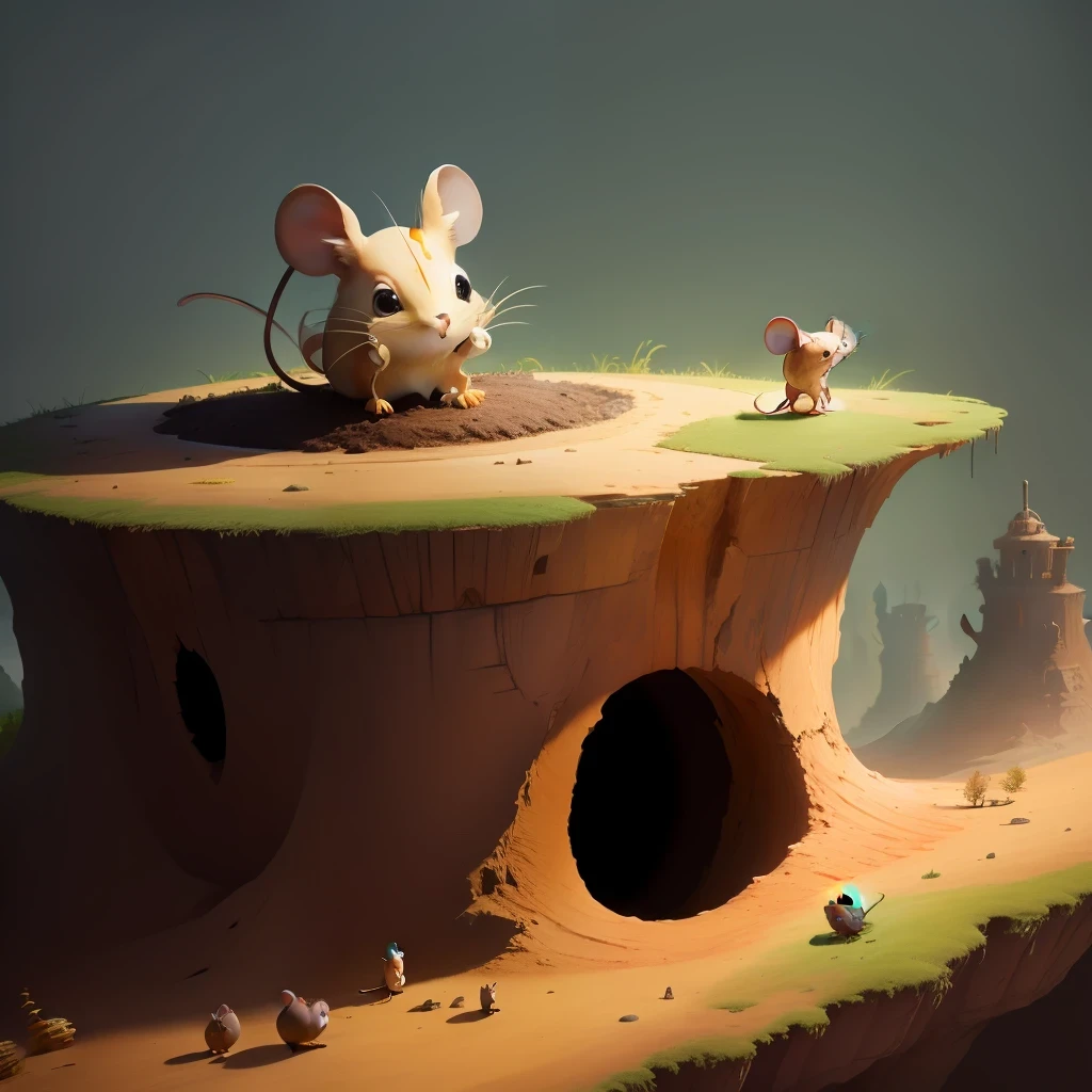 sinkhole anthill with a mouse head