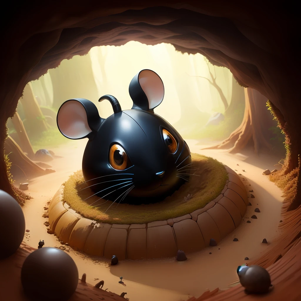 sinkhole anthill with a mouse head