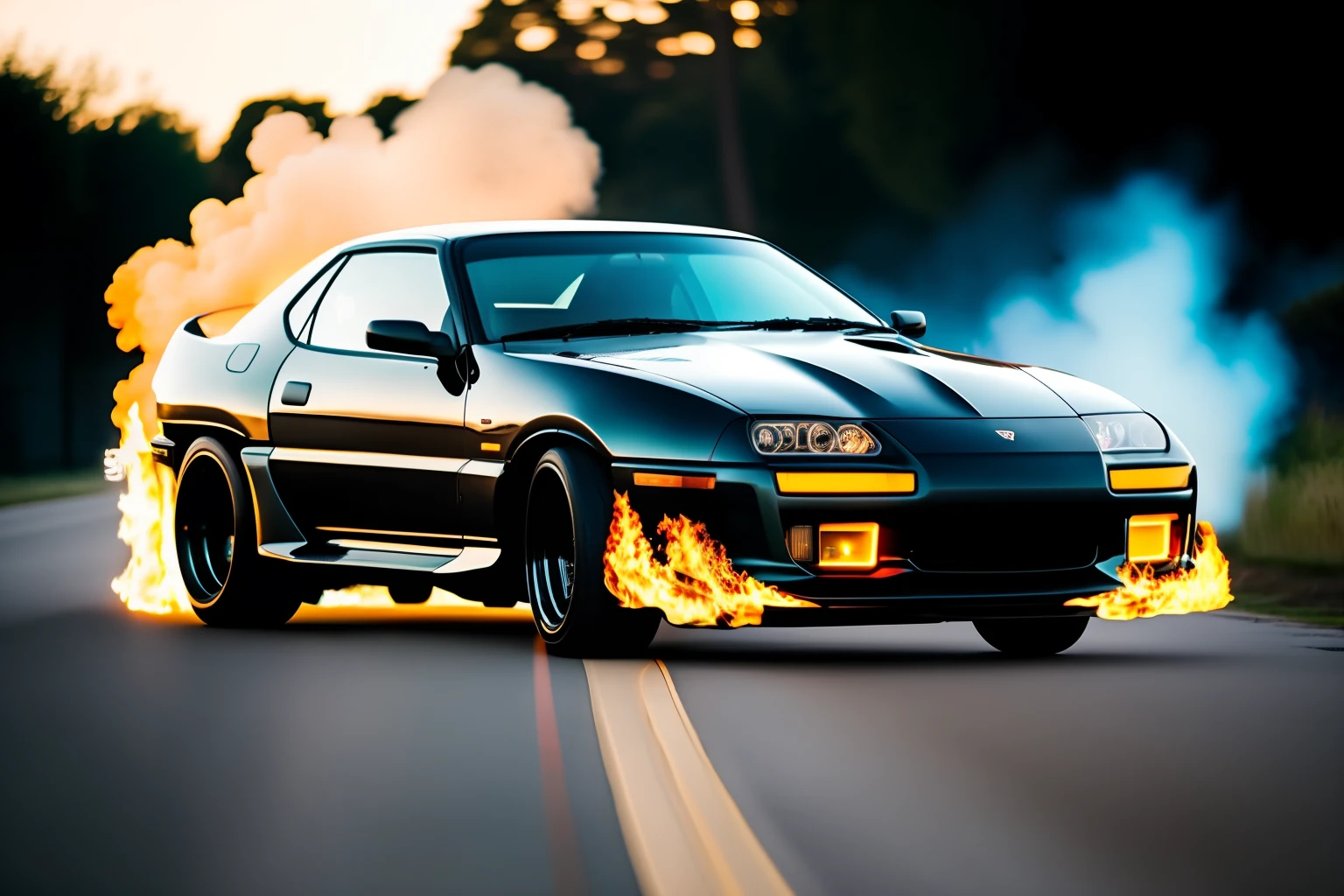 Black supra car with fire on wxhost