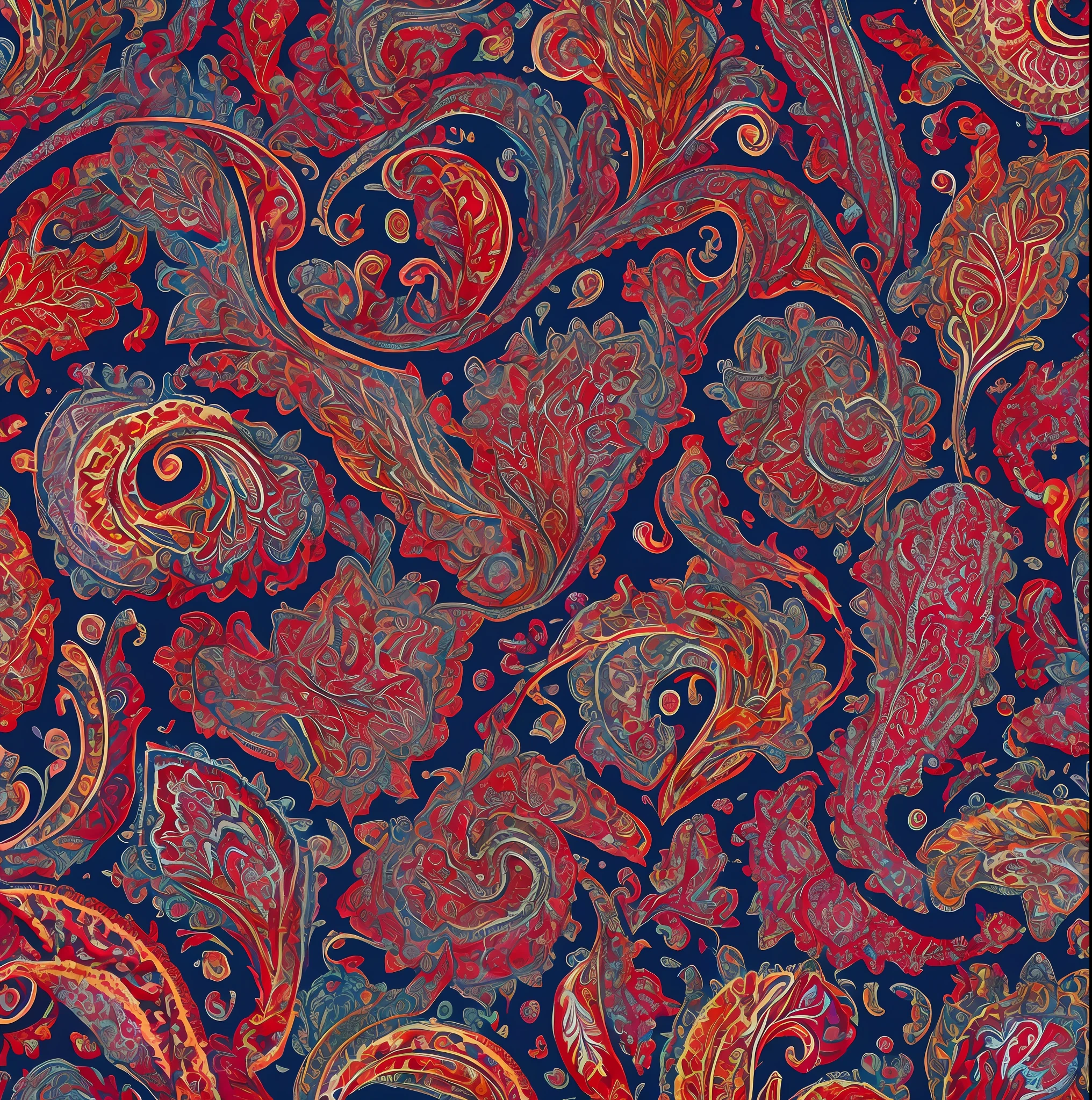 Paisley, highly saturated, warm predominant, outstanding, 4k, high quality
