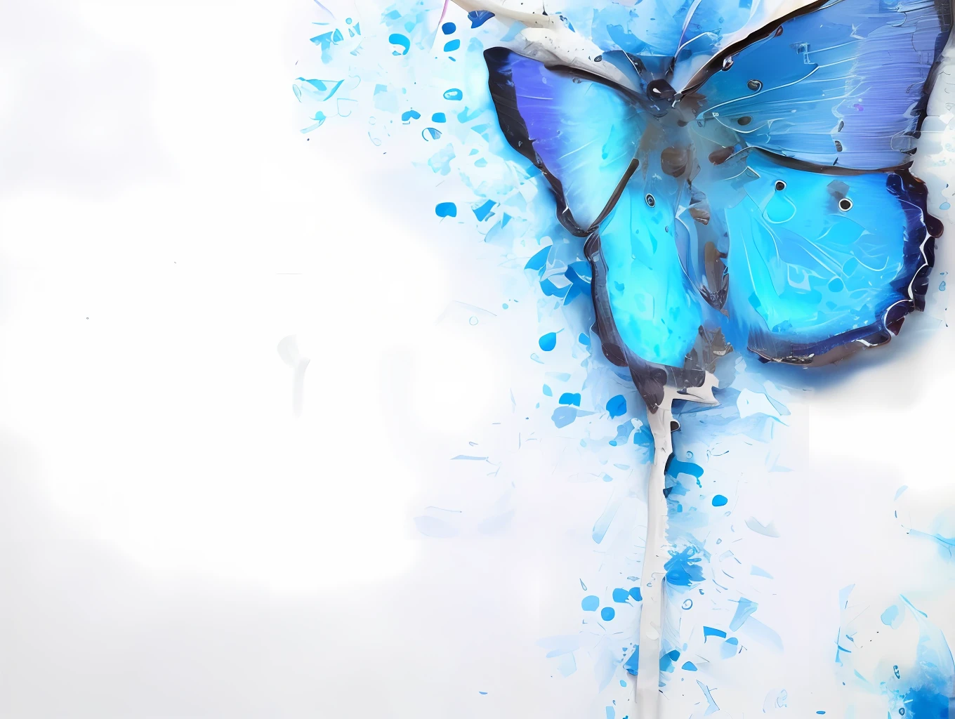 Blue butterfly, White background, realistic