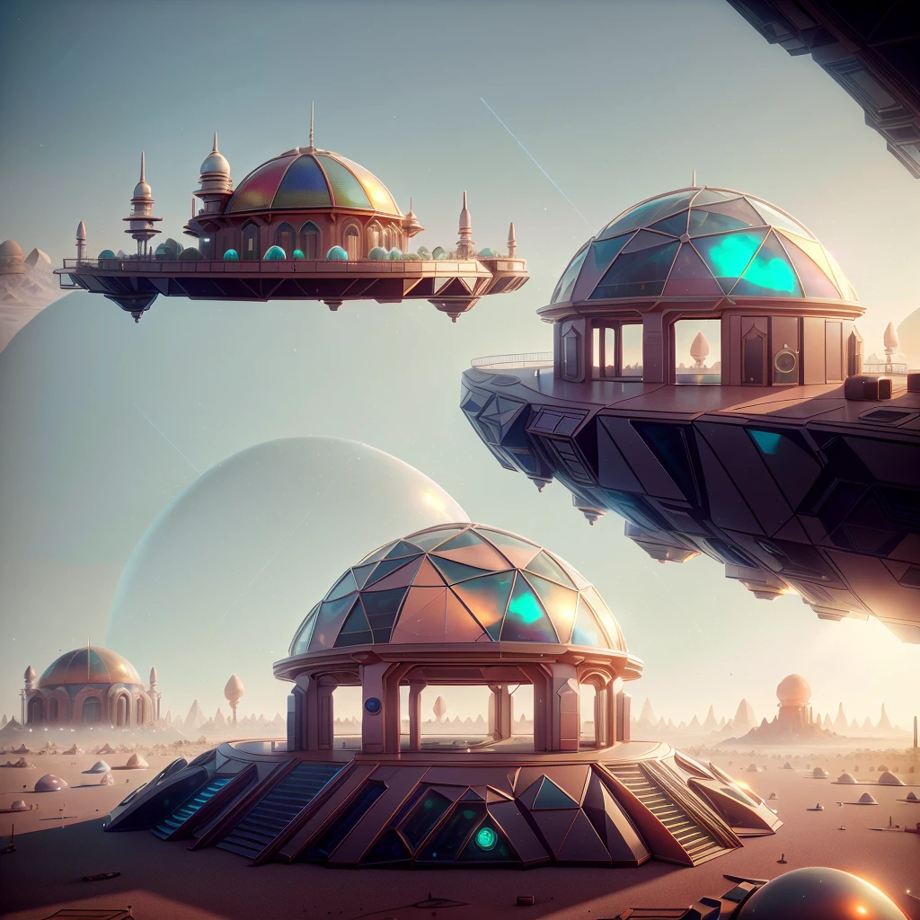 a close up of a building with a large dome on the top, martian architecture, in a futuristic desert palace, in style of beeple, beeple and mike winkelmann, beeple |, beeple daily art, beeple style, beeple rendering, realism | beeple, 3 d render beeple