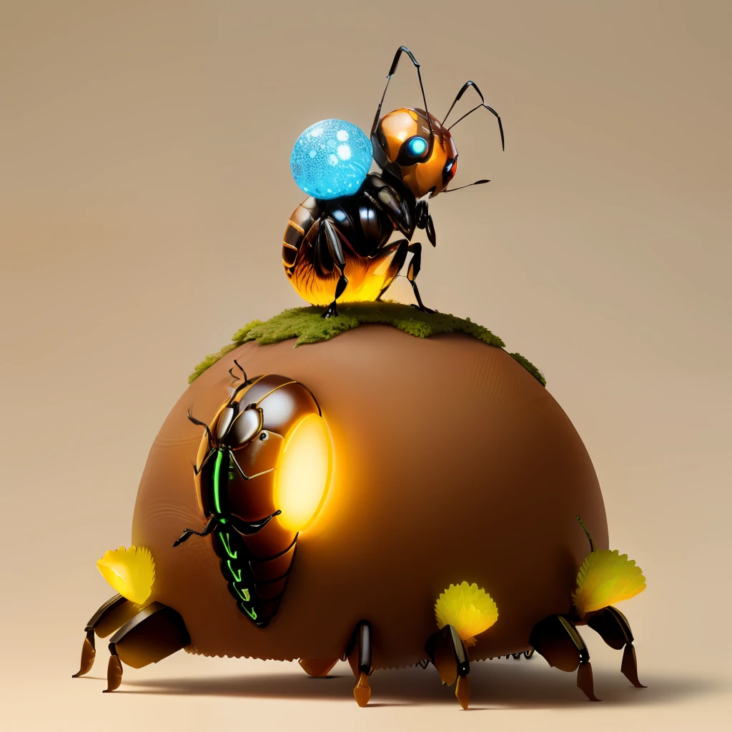 cute anthill with cute small glowing insect sitting on top,fanatasy,art
