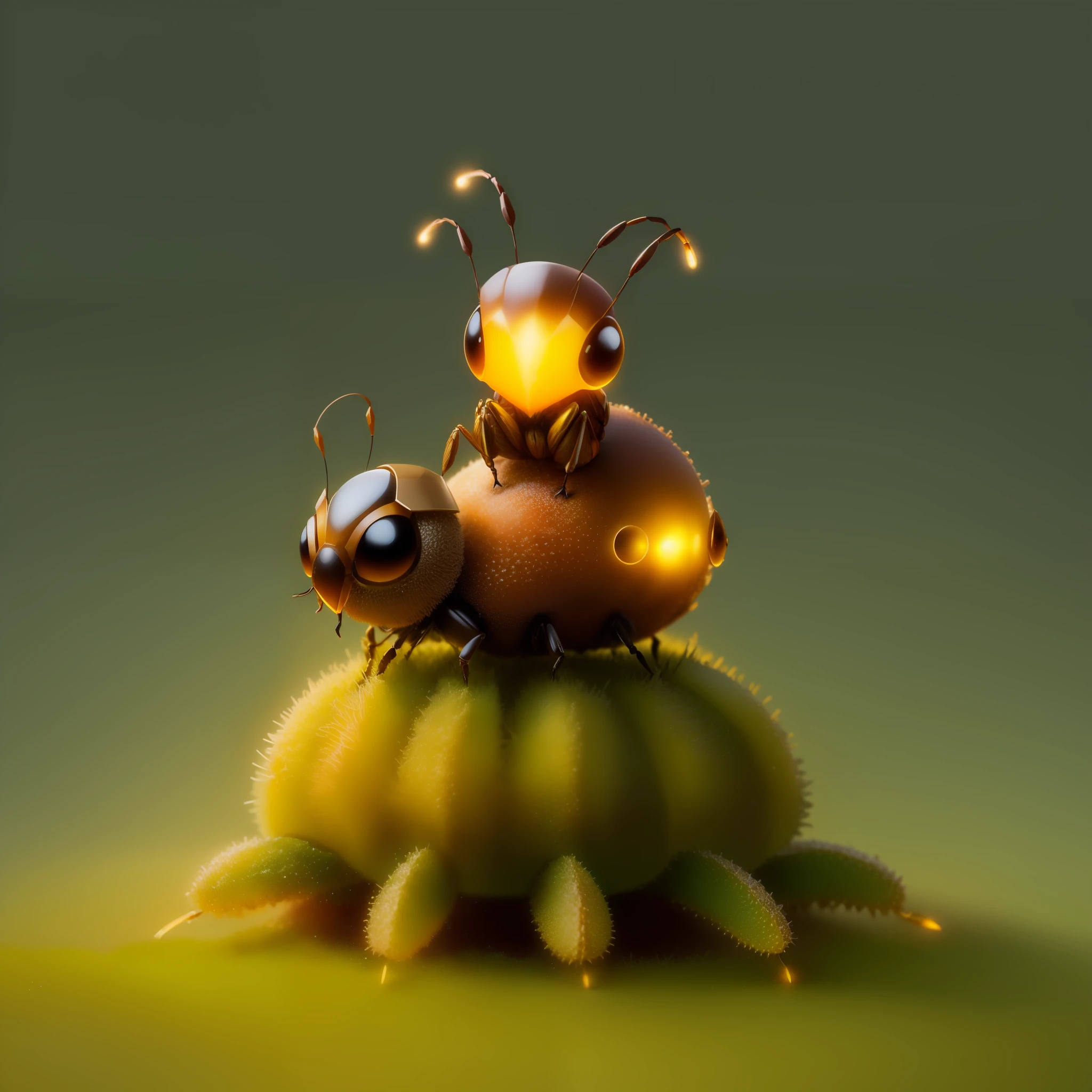 cute anthill with cute small glowing insect sitting on top,fanatasy,art