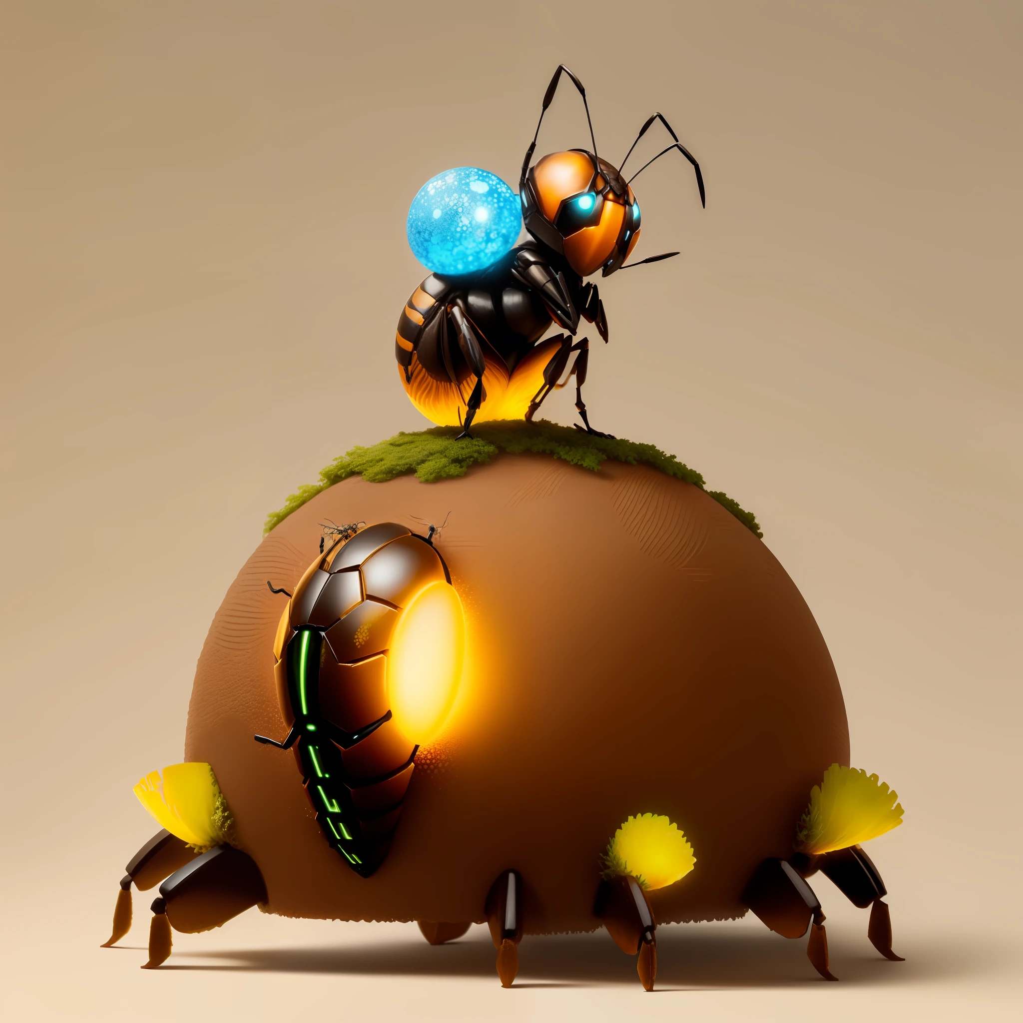 cute anthill with cute small glowing insect sitting on top,fanatasy,art
