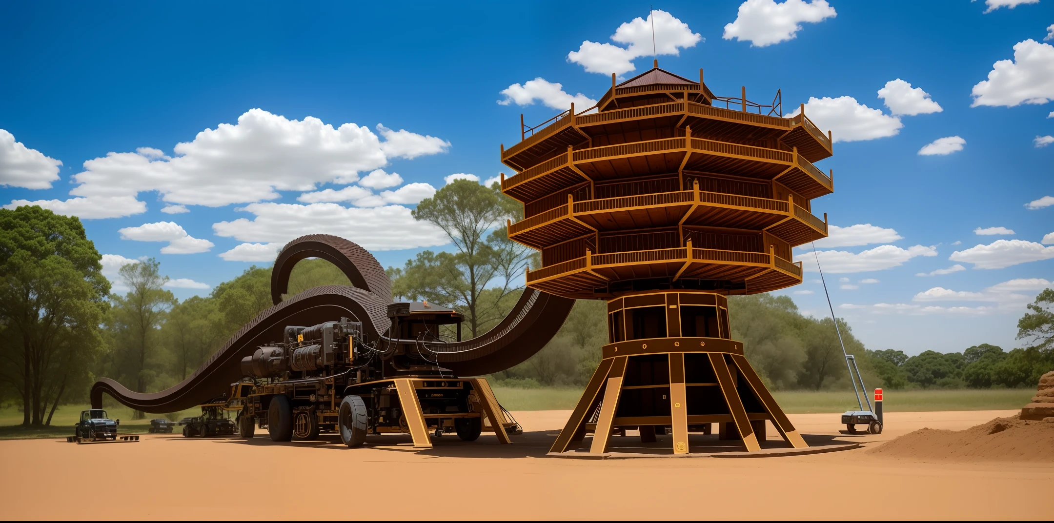 Mechanical anthill in the shape of a dragon 4k