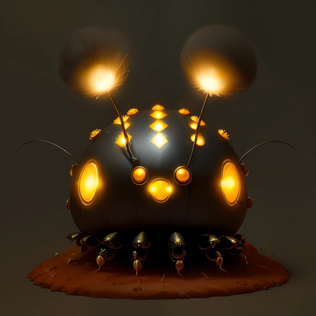 cute anthill with small glowing insect horror style,art,fantasy