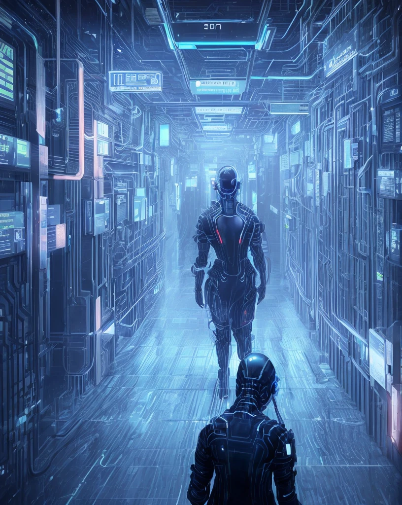 the future cyber dystopia,hallway,security