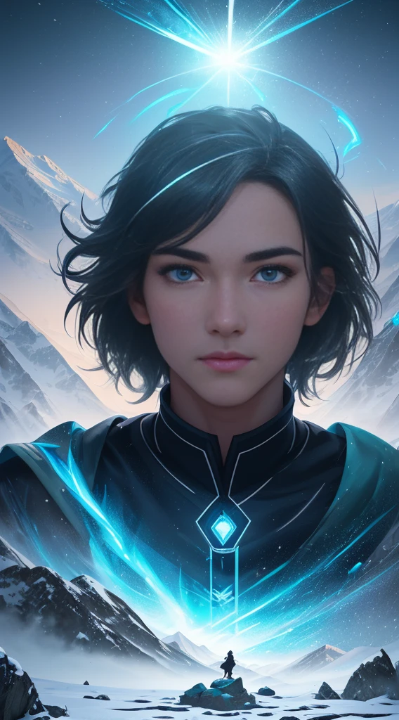 (best quality), (masterpiece), (magnificent art), 1man, an 18th century Viking prince, (symmetrical face, super detailed: 1.12), (symmetrical eyes, hyper detailed: 1.09), (short hair, shivering, reflecting light, shiny: 1.05), winter weather, cool and soft lighting, vivid colors, strong body, snow, mountains, blue sky, tension battle weather, dynamic pose, Adobe Illustration, Trending on Artstation, octane render, (sparks: 0.7), stones, luminosity by REMBRADT, bifocal lens fisheye 85mm, Himalayan mountains background