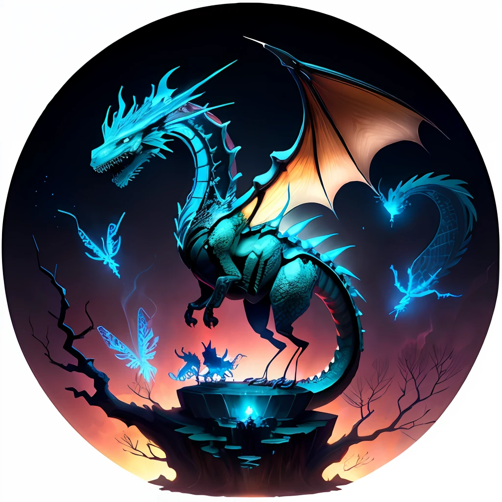ant with cute glowing dragon sitting on top, fantasy,art