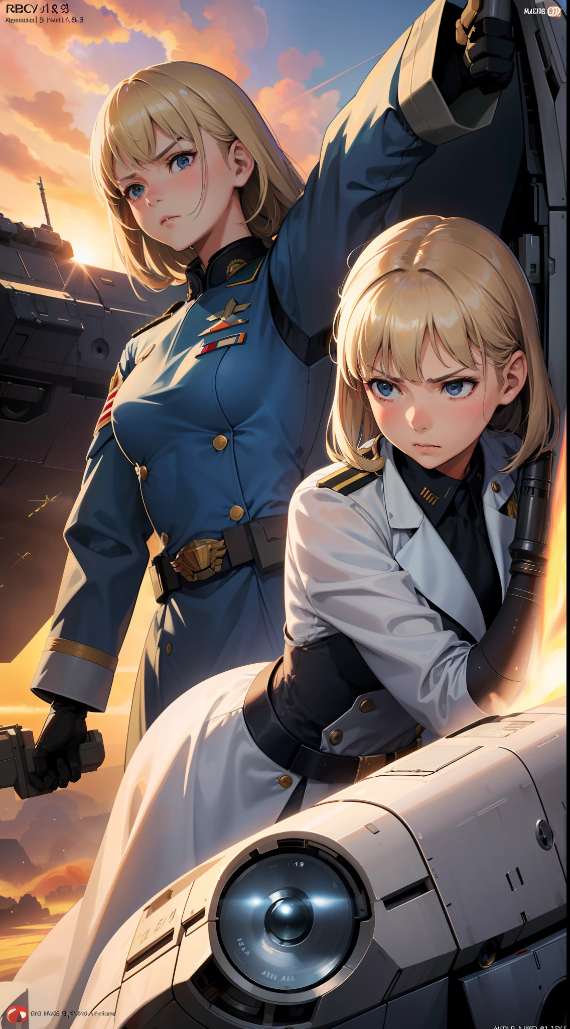 Movie Cover Image,Like a Real Person,Polite Dress,War War Fighter Action Cover Image),(Movie Reference Foundation : 1.8 ),Realistic,White Air Force General Uniform,(Realistic Face Resolution),Cinematic Poses,Adult,Skinny,Small,1 Woman with Dark Blonde Hair,Serious Face,Science Fiction,Sci-Fi,Different Characters
