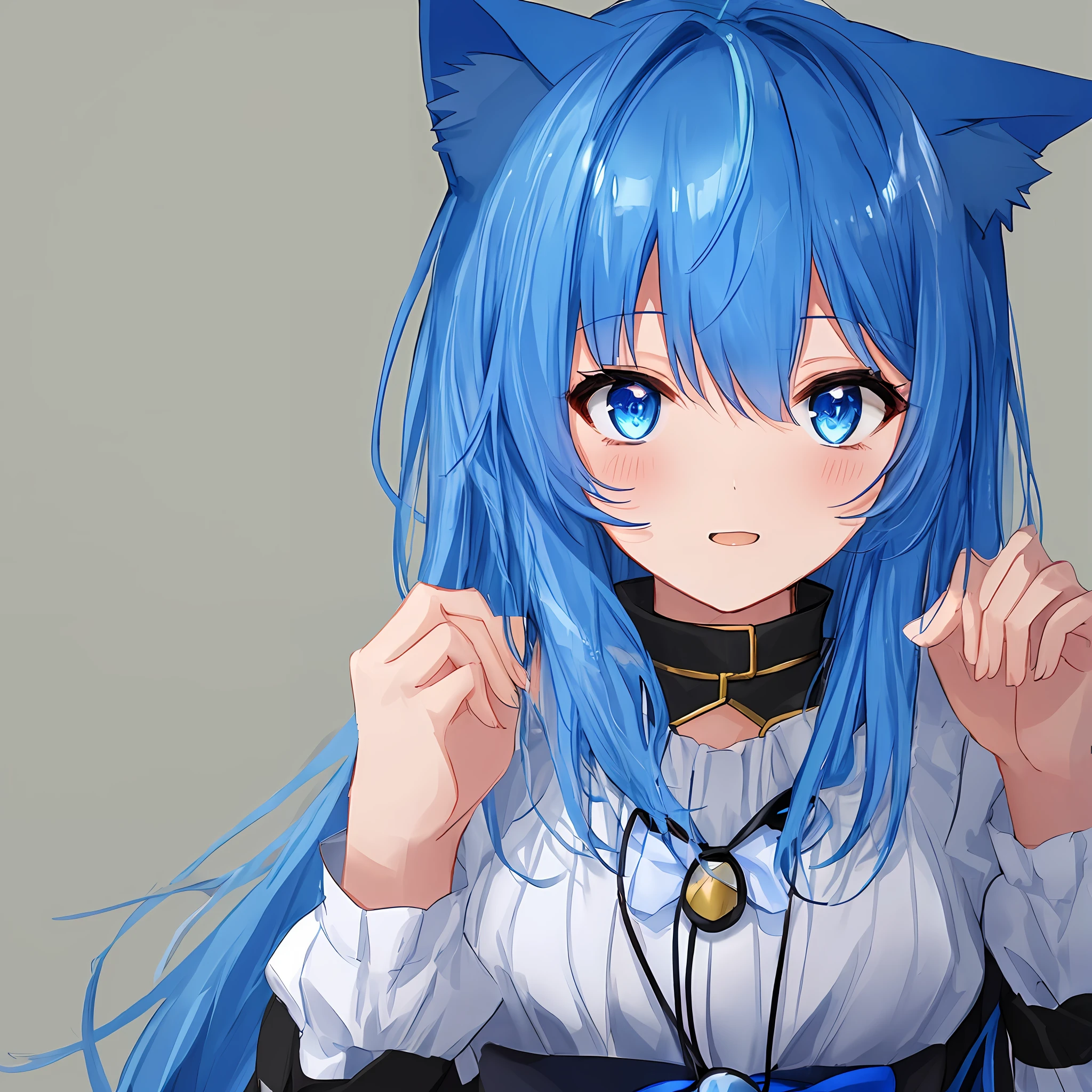 Cat cat ears blue-haired teenager